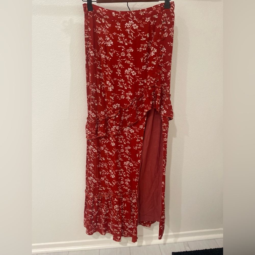 For Good floral Tiered slit skirt S